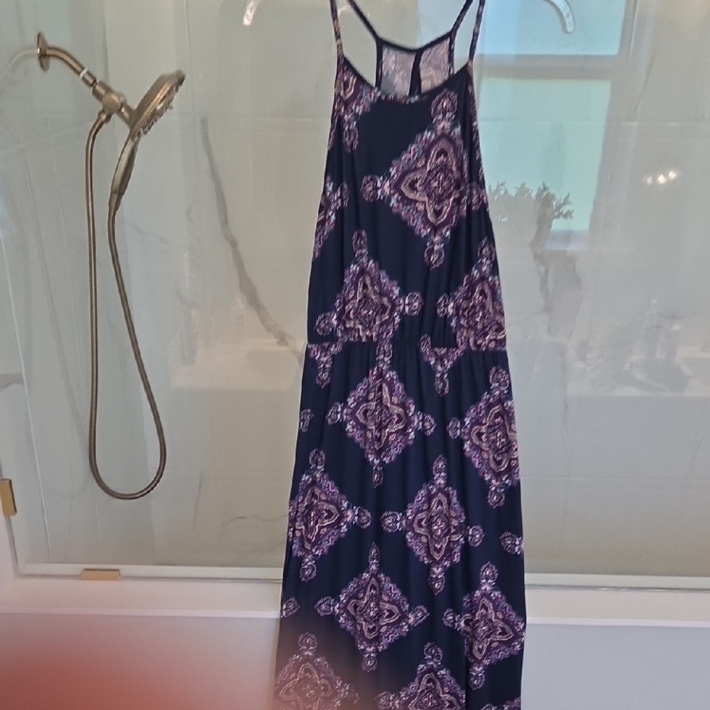 French Grey Blue and Purple Spaghetti Strap Sundress